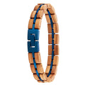 Dropshipping Classic Gift Jewelry Adjustable Wood Bracelet Black Blue Plated Stainless Steel Custom for Men and Women
