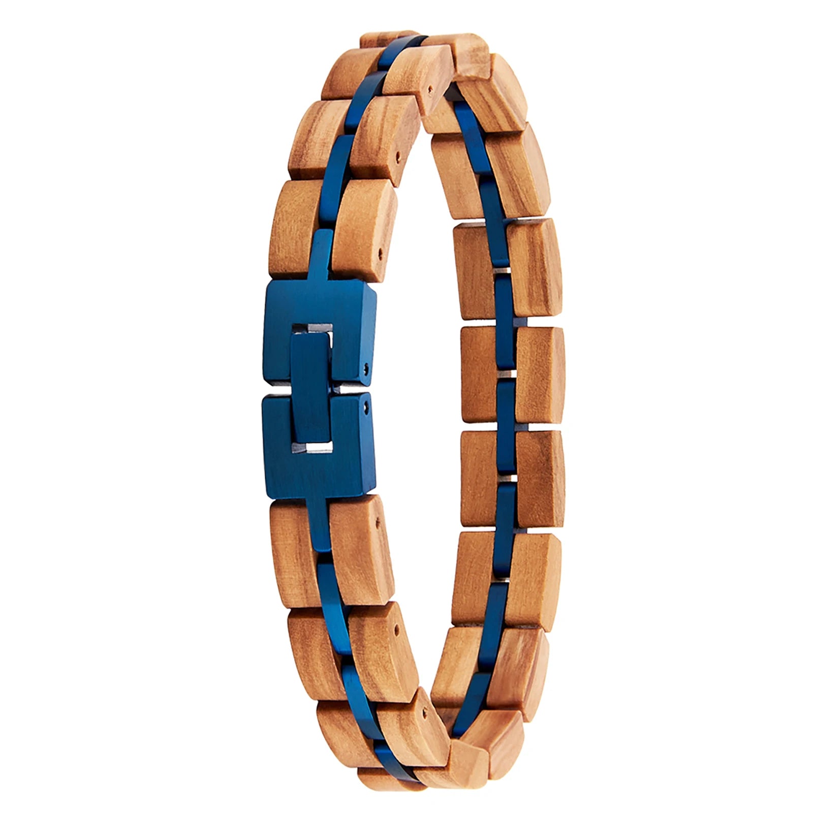 Dropshipping Classic Gift Jewelry Adjustable Wood Bracelet Black Blue Plated Stainless Steel Custom for Men and Women