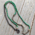 NM21469 Fashion Necklace Natural Gemstone Turquoise Pyrite Bead Hand Layering Boho Chic Bohemian Jewelry for Women