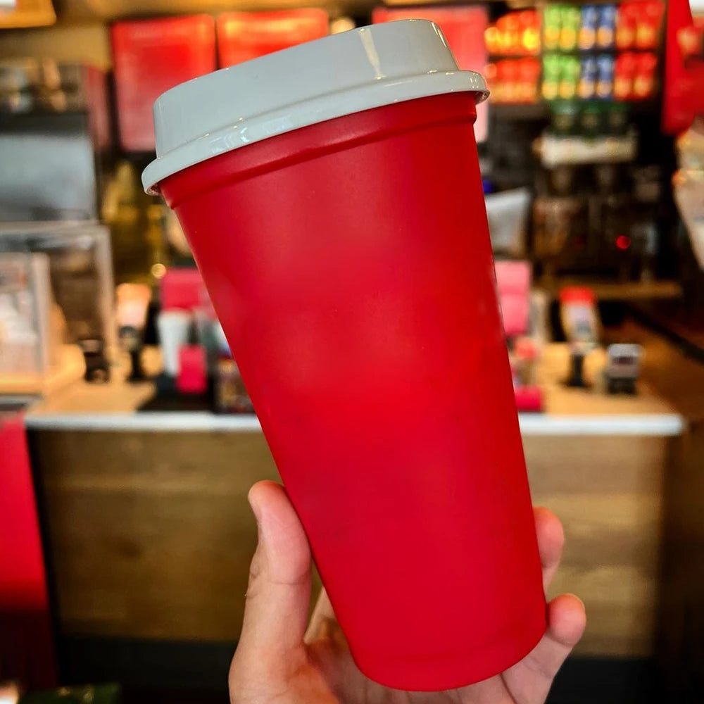 Wholesale Bulk Dropshipping Hot Sale Rts Reusable Cold Hot Tumbler Plastic 16oz Red Christmas Gifts Cup Coffee Cup