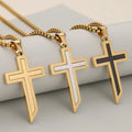 MECYLIFE Hiphop Cross Pendant Stainless Steel Men's Cross Necklace Religious Necklace Christian Cross Jewelry