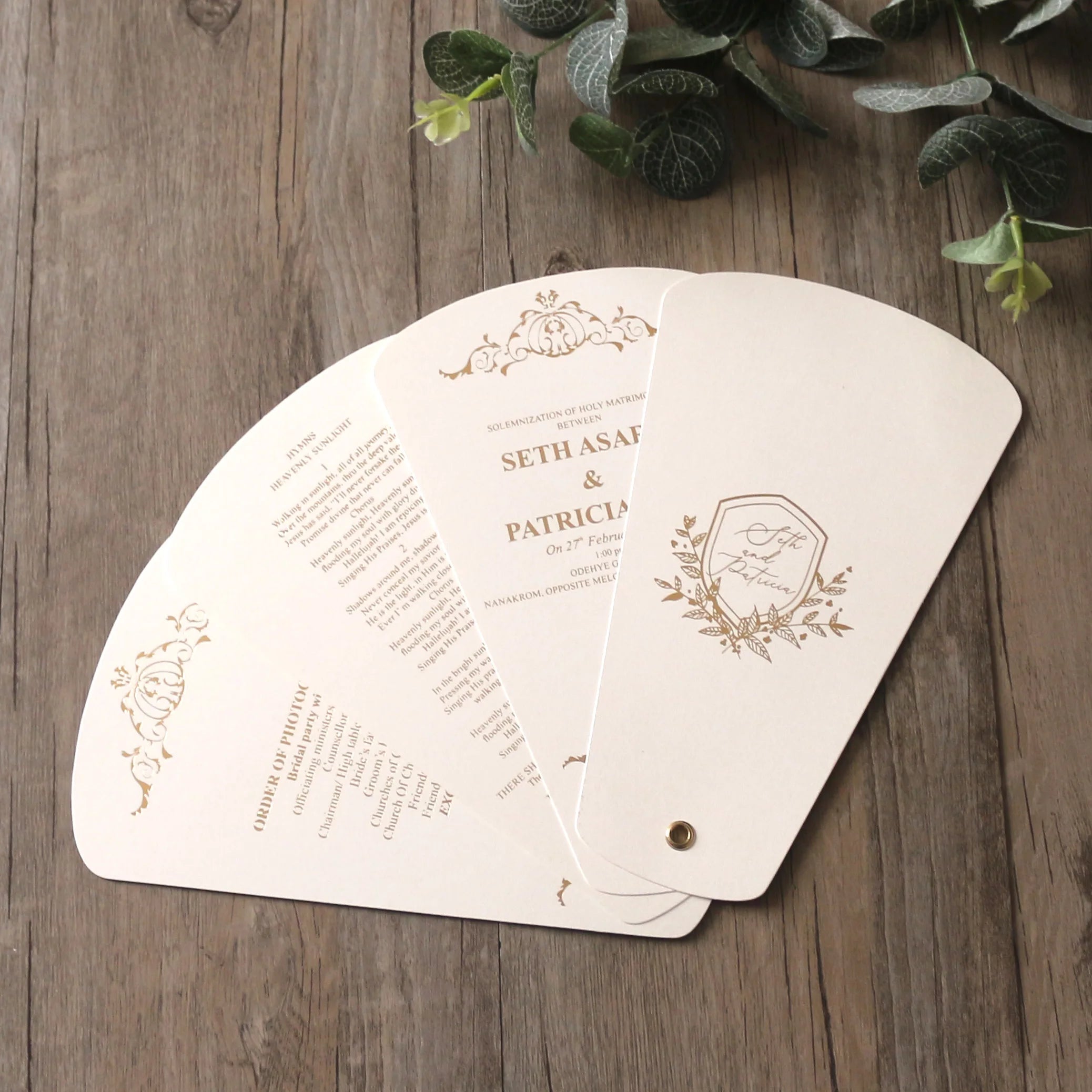 DIY Creative Fan Shape Paper Restaurant Food Menus Vintage Luxury Event Wedding Dinner Menu Cards