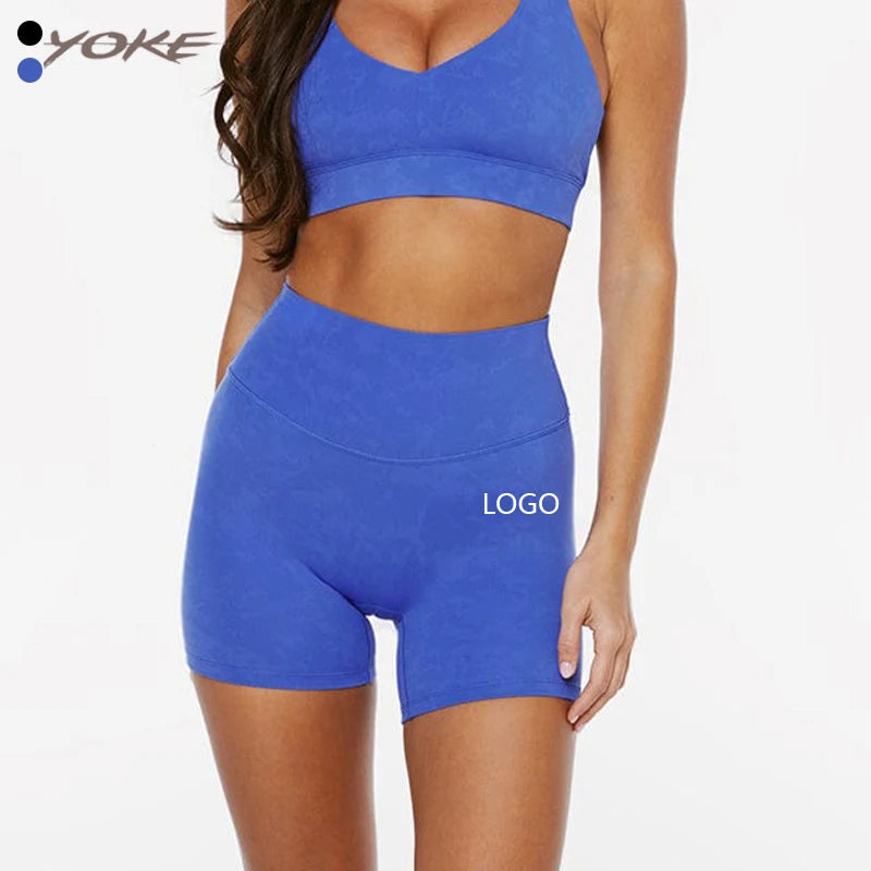 YOKE New Custom Lightweight Yoga Short Soft Material Gym Without Scrunch Pants Workout Fitness Yoga Shorts for Women