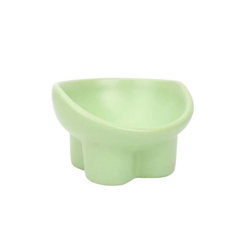 Raised and Tilted Pet Cat Feeder Bowl Tilted Protect Spine Ceramic Dog Food Bowl