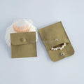 7*7cm Custom Luxury Logo Small Microfiber Jewelry Pouch Rings Earrings Packaging Bag Green Jewelry Faux Leather Pouch