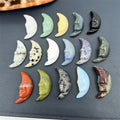 Natural Gemstone Craved Crescent Moon Face Crystal Jewelry Pendant Blue Aventurine Nephrite Feng Shui Waterproof Home Decor