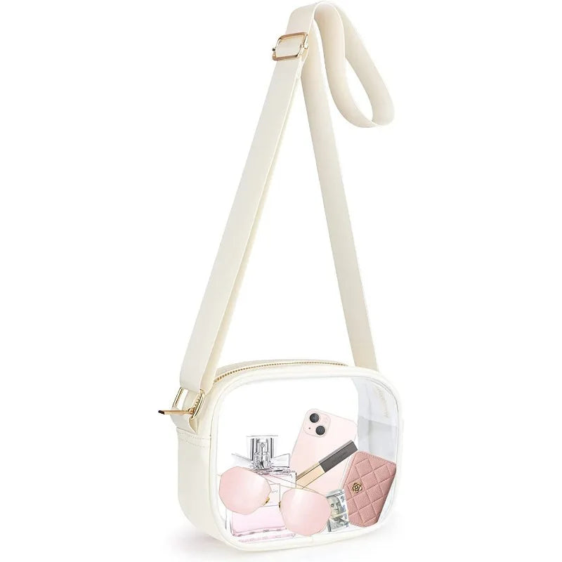 PVC Transparent Crossbody Bag Portable Shoulder Waterproof Beach Bag Women Clear Crossbody Bag Stadium Approved