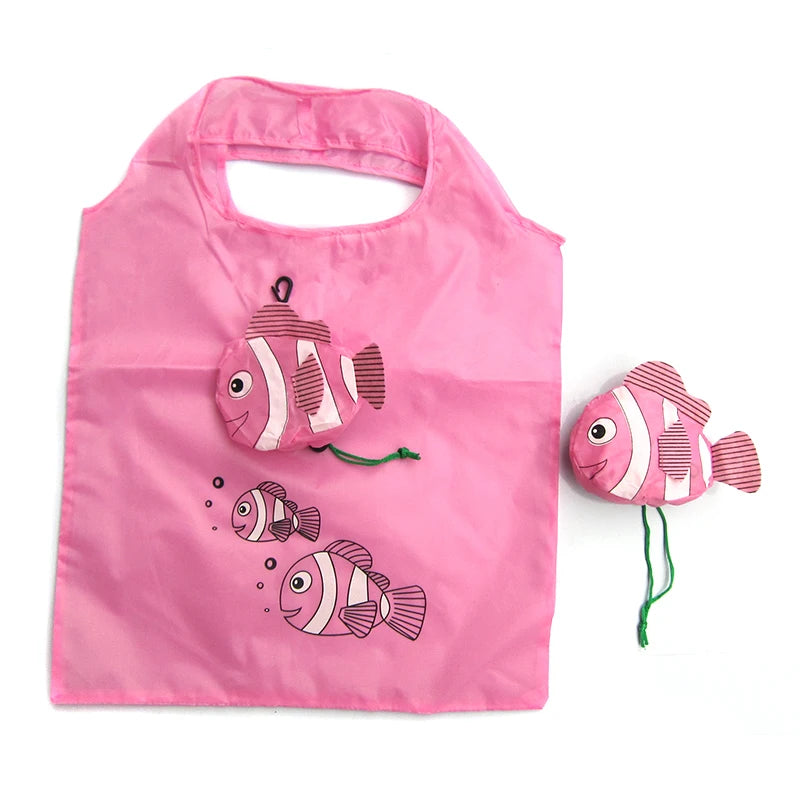 New custom logo print Promotional polyester fish shopping tote bag woman Handbag Foldable Reusable Grocery eco shopping Bags stock