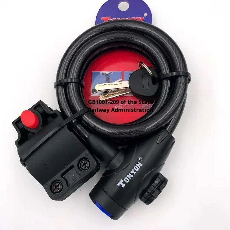Key Operated Steel Wire Rim Lock for Mountain & Road Bikes Dustproof Cover 1200mm Length