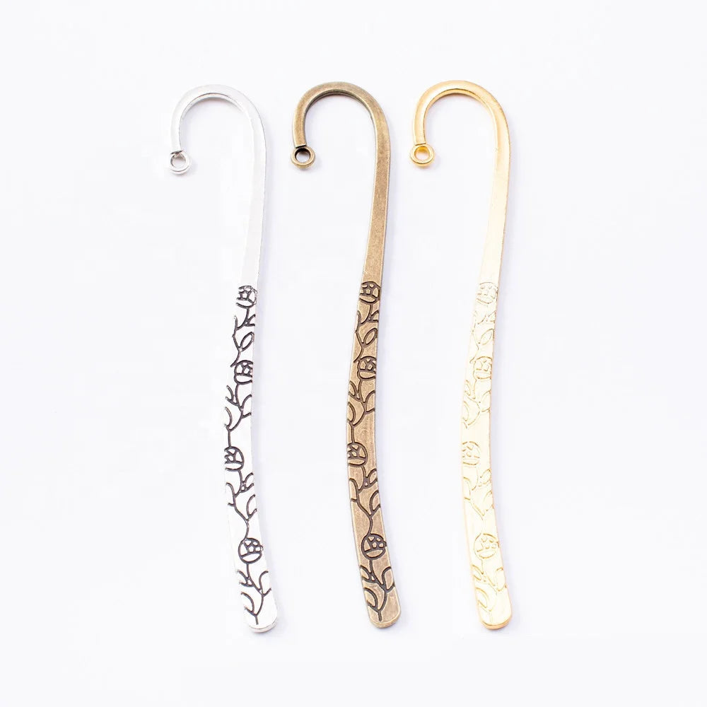 New Design Custom Promotional Gift Printable Inspirational Bookmarks Gold Plated Feather Rose Zinc Alloy Bookmark
