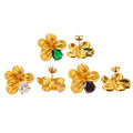 Merryshine Women's 18K Stainless Steel Jewelry Hypoallergenic Gorgeous Flower Zircon Stud Earrings Gold Plated