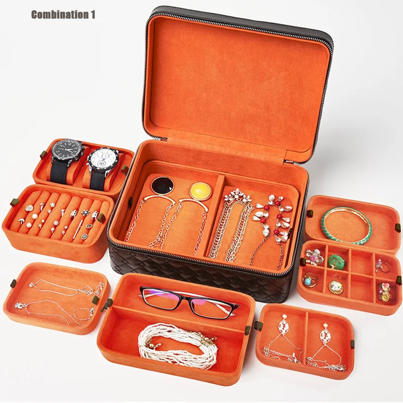 Fine PU Leather Portable Jewelry Box Special Suitcase for Business Customization Exhibition Jewellery Box