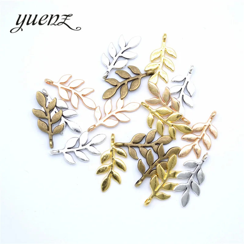YuenZ Antique Silver Plated Tree Leaf Charms Pendant:DIY for Bracelet Necklace Jewelry Accessories 24*11mm Q378