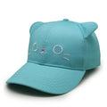 Custom Logo Cute Embroidery Cartoon Cat Plain Solid Adjustable Kids Baseball Cap With Ears