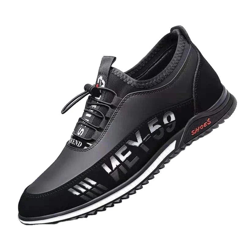 New Men's Casual Footwear Spring PU Low-top Round Head Leather Breathable Trendy Casual Sports Men's Shoes