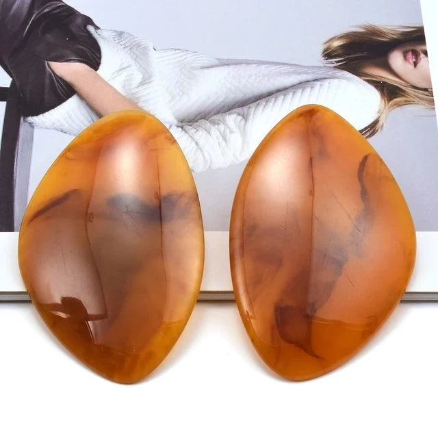 2024 New Arrival Fashion Jewelry Large Boho Vintage Resin Acrylic Big Drop Earrings for Women Geometric Statement Drop Earrings
