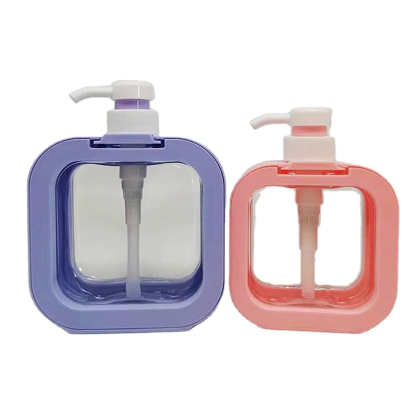Wholesale 300ml 500ml square Round Plastic Empty Bottle Purple pink Shampoo Lotion Cream Bottle with Lotion Pump