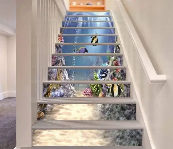 3D Sea Wood Bridge Sticker for Stair Decoration