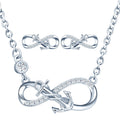 925 Silver Necklace Stud Earrings Infinity Anchor Jewelry Set for Ladies