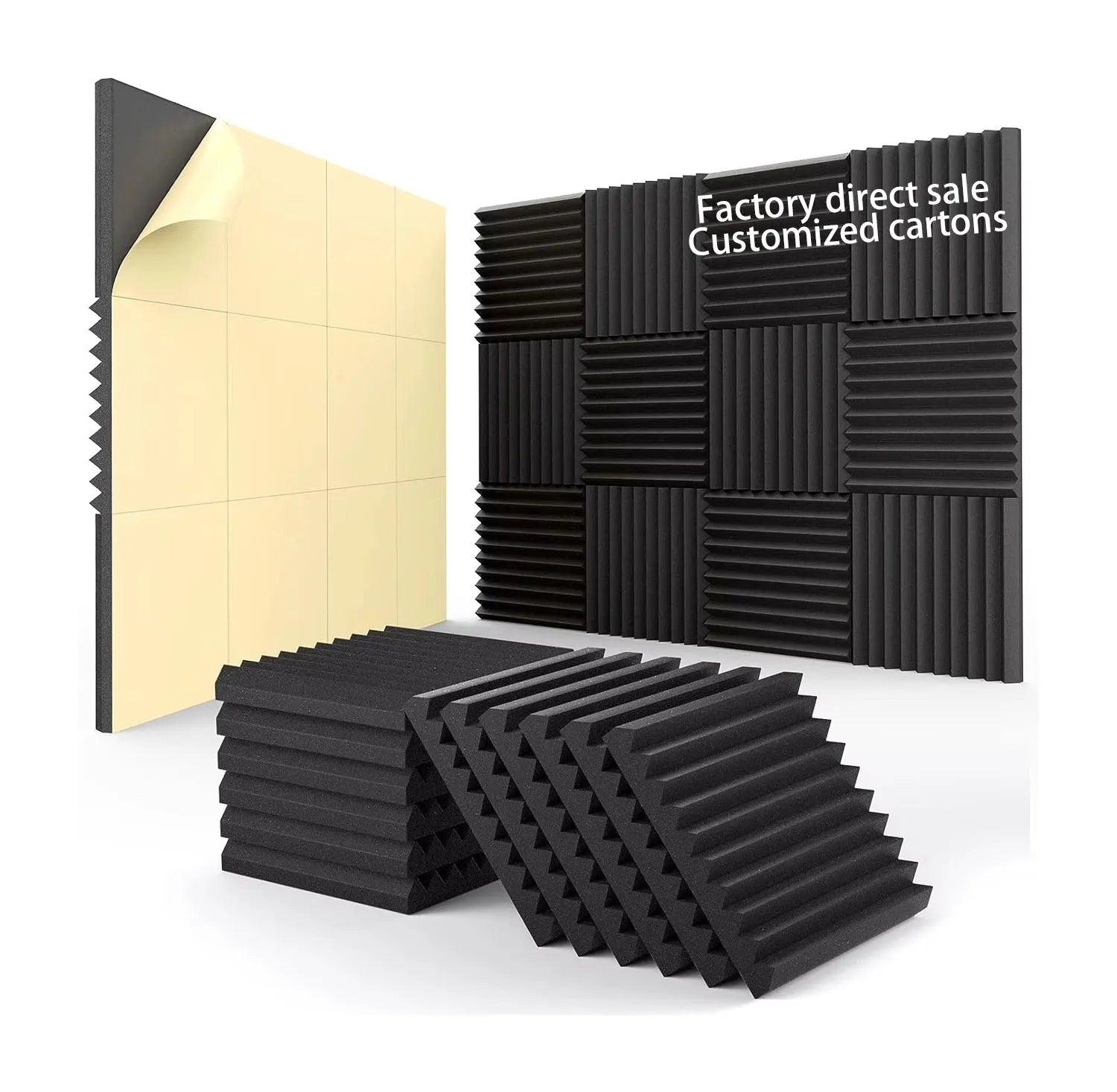 Self-Adhesive Acoustic Foam Tiles - High Density Sound Absorption