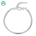 ArthurGem Minimalist Bracelets 925 Sterling Silver Bracelet Curved bar Platinum Plated Charm Bracelet for Women Jewelry