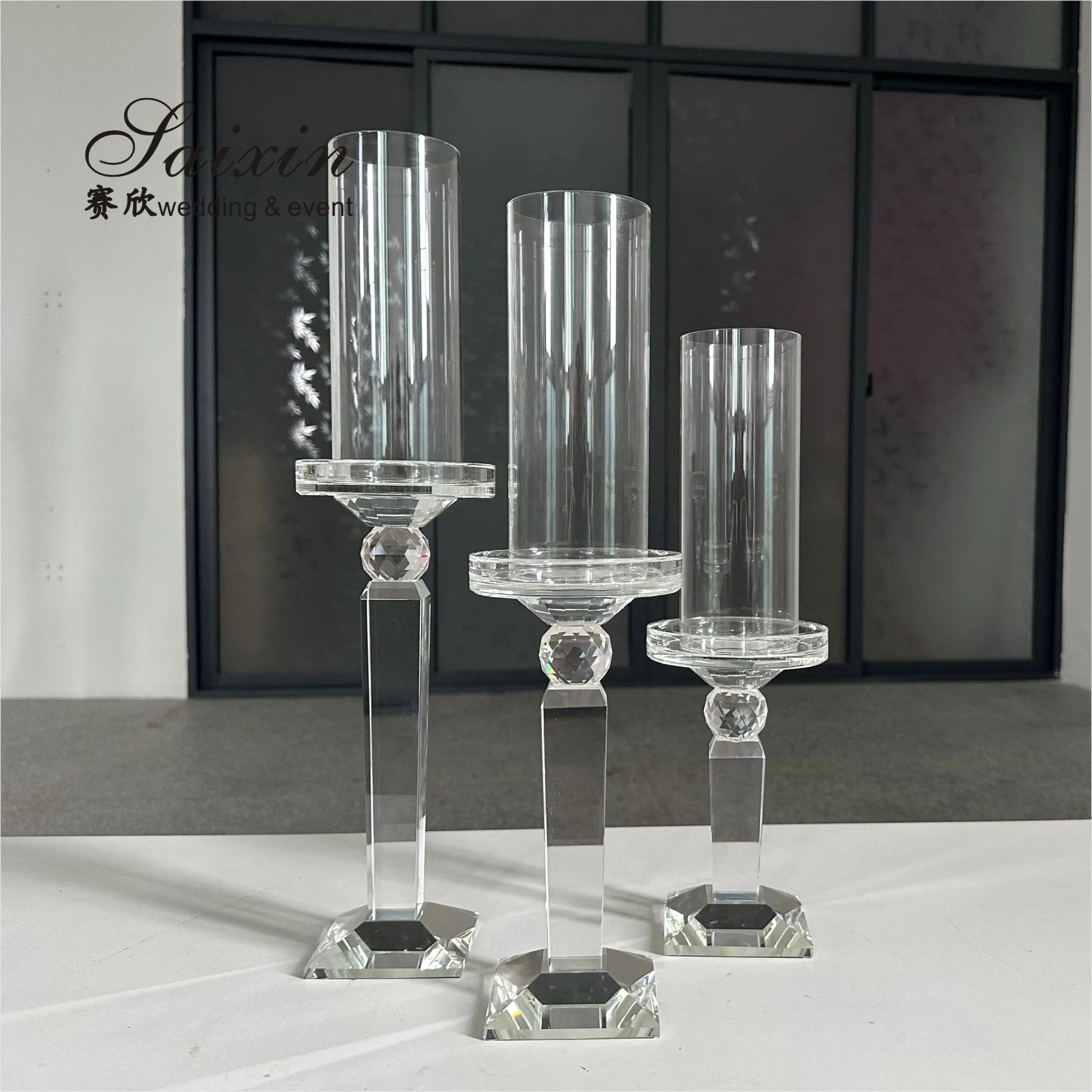 ZT-069 New Wedding Crystal Table Decoration 3 Pcs Set Crystal Candle Holders