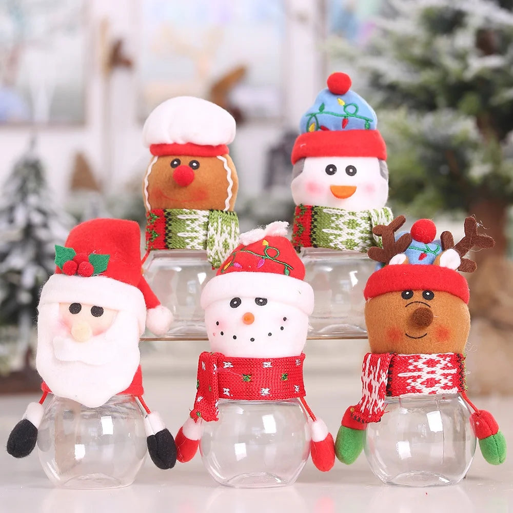 New Creative DIY Navidad Children's Gift Box Transparent Plastic Peace Candy Box Christmas Candy Jar