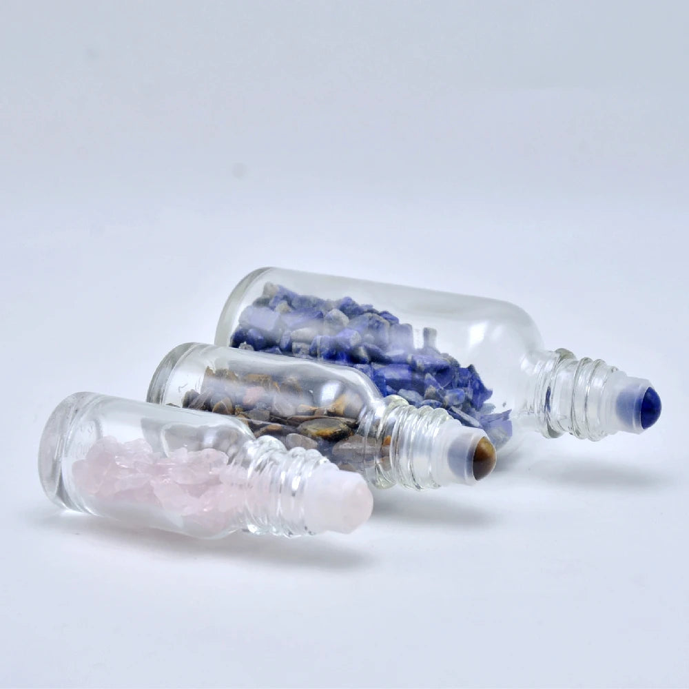 Attractive Empty 5ml 10ml 15ml 20ml 30ml 50ml Deodorant Roller Bottles Essential Oil Roll on Glass Bottles with Colorful Stones