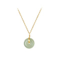 18K Gold Plated Chain Round Jade Pendant Necklace Luxury Small Round Jade Choker Necklace