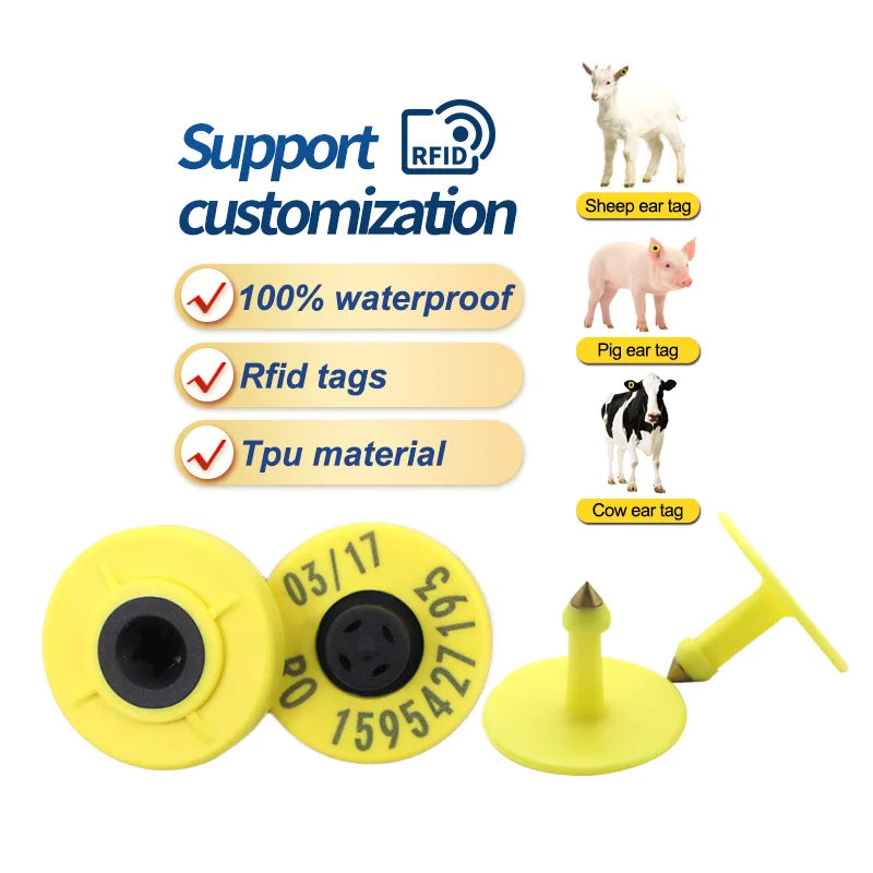 JCET010 Blank Customize logo Nfc Ear Tags Pig/cattle/goat Ear Tag MegaBDM