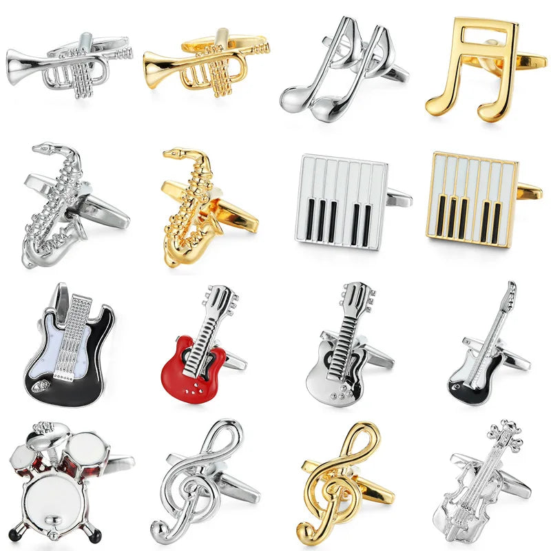 Fashion Brand Mens Cufflink Brass Musical Instrument Cufflinks for Men Luxury Custom Note Sax Cuff Button French Shirt Cuff Link