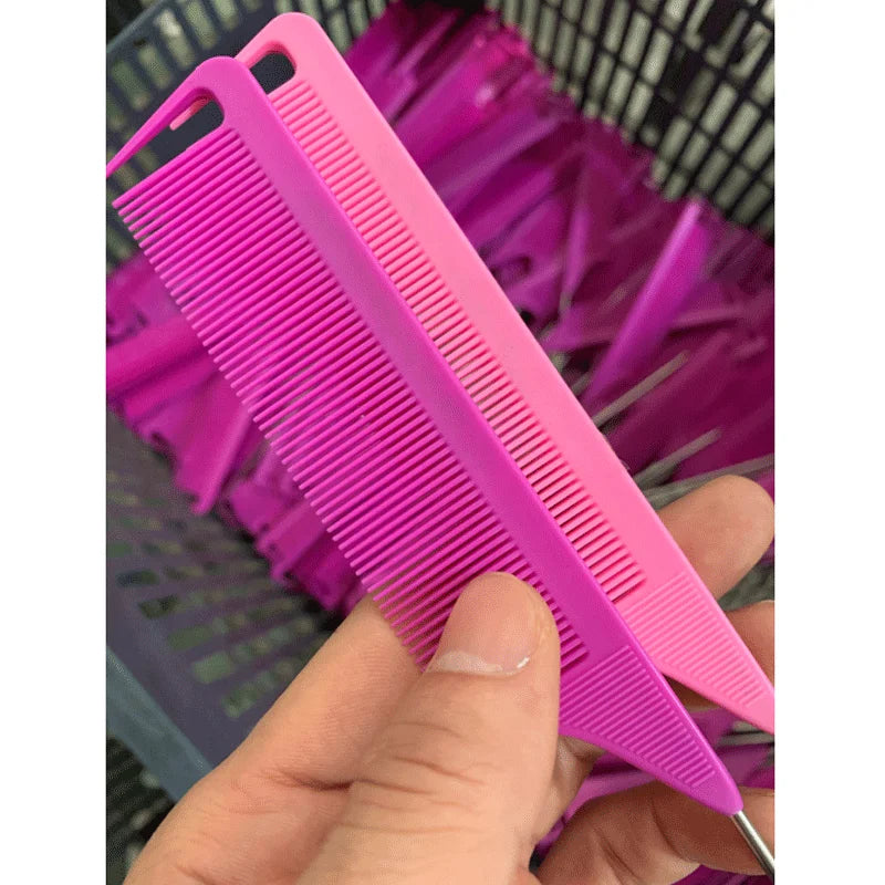Hot Pink Selling Travel Hotel Disposable Plastic Parting Comb Barber Cheap Rat Tail Carbon Fiber Brush Comb for Hair