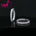 Cadermay Jewelry 925 Sterling Silver Big Circle 3mm D VVS Shiny Moissanite Hoop Earrings Manufacturer Large Round Earrings Hoop
