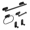 2025 Newest Household Towel Bar Single Pole Bathroom Stainless Steel 5 Pieces Black Hardware Bathroom Accessories Set