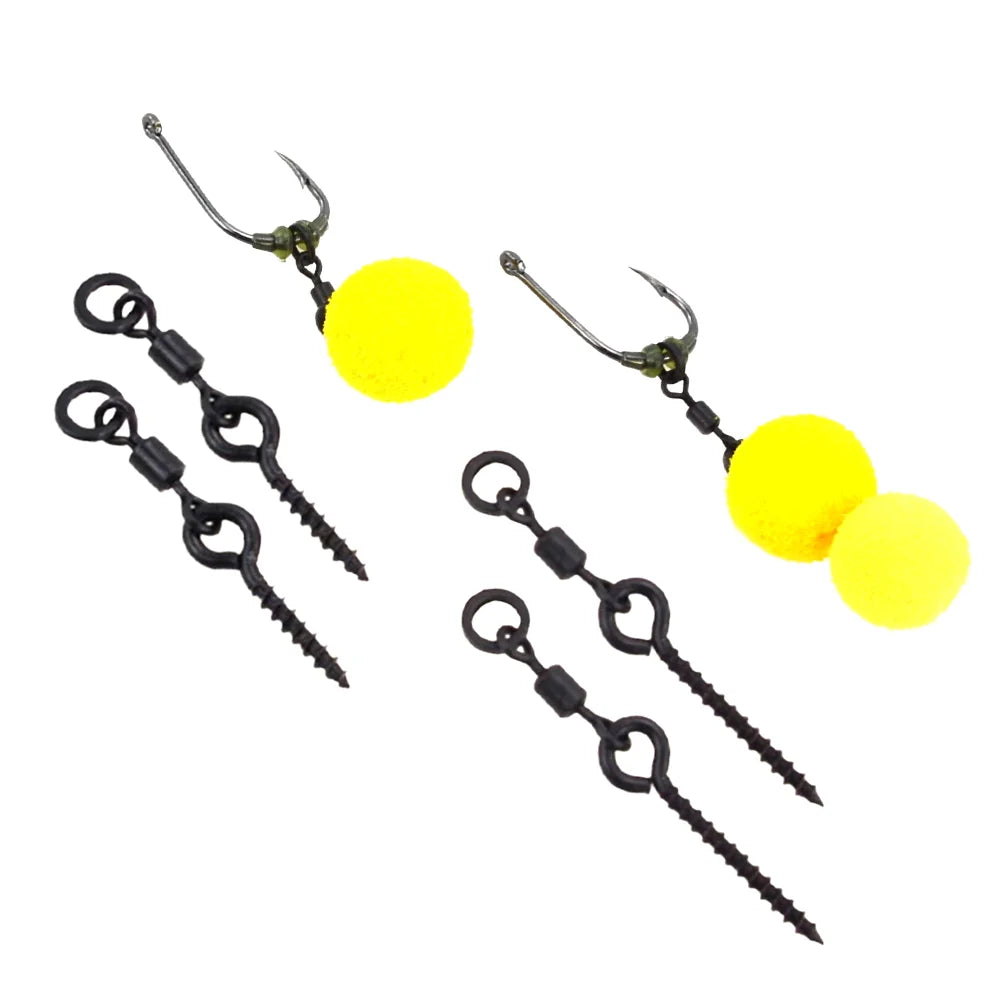 Hirisi Carp Fishing Boilie Screw with Ring Swivel D-Rig Chod Rig Fishing Terminal Tackle 20pcs Per Pack