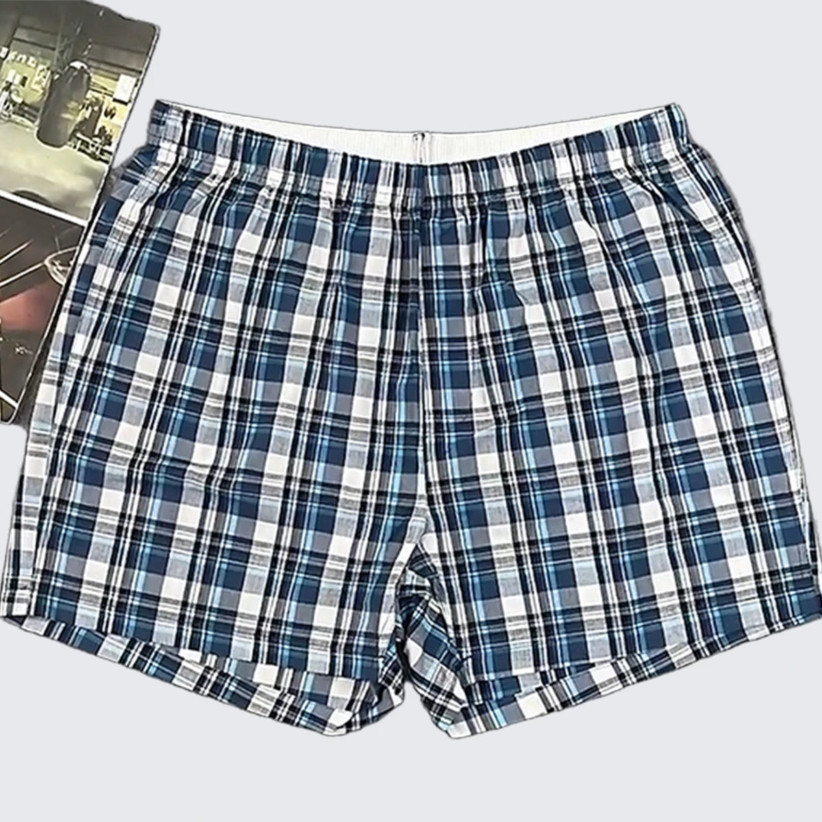 Custom Summer Wholesale Men's Breathable Underwear Boxer Cotton Striped House Wear Stretch Waistband Woven Casual Shorts