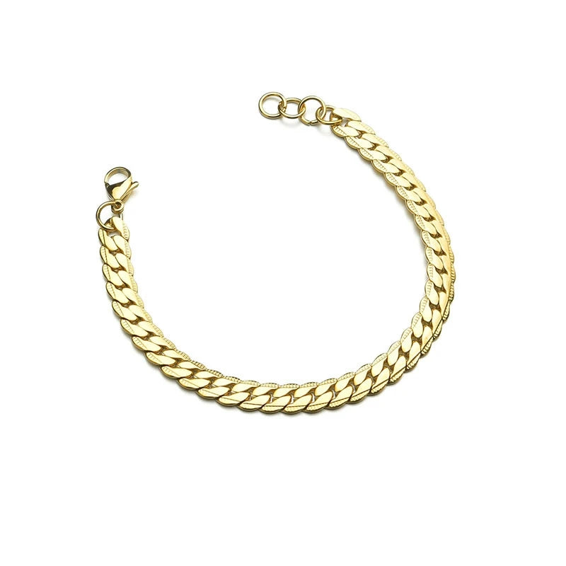 YK Stainless Steel Bracelet Gold Plated Simple Minimalism embossing bracelet Chain Bracelet boy