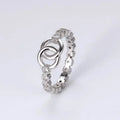 FUAMAY 925 Sterling Silver Chain-studded Zircon Ring Simple  Fashionable Sterling Silver Double Circle Cross Ring Anillo