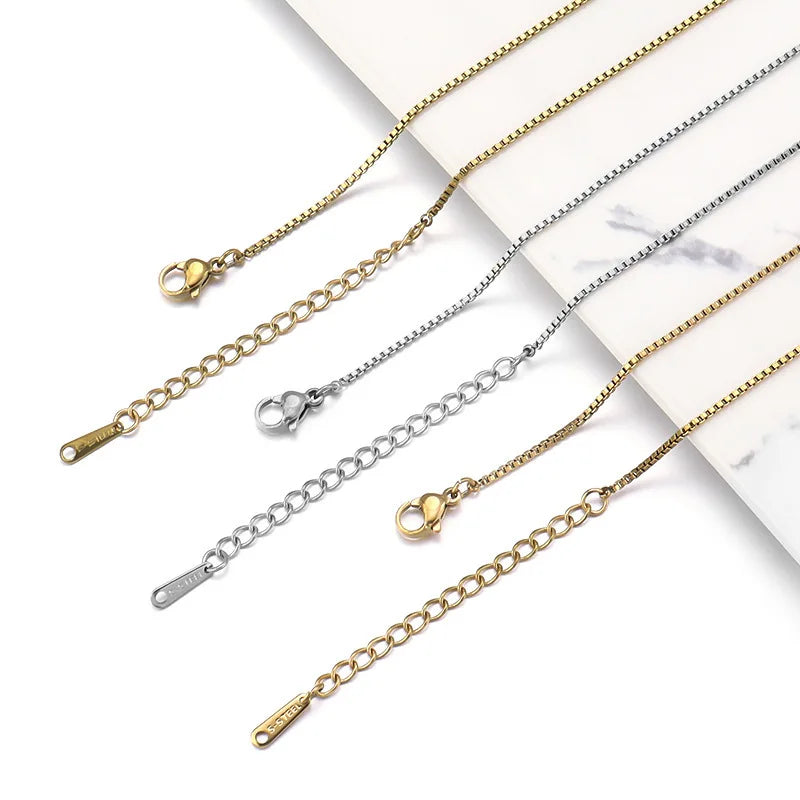 Wholesale Stainless Steel 18k Gold Plating 1.2mm Box Chain Ladies Necklace Jewelry