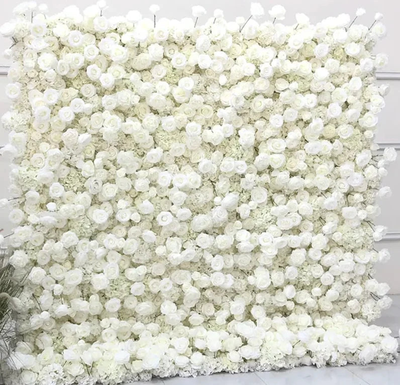 White Artificial Rose Backdrop Props for Wedding Party Christmas Graduation New Year Mother's Day Decorations Flower Wall