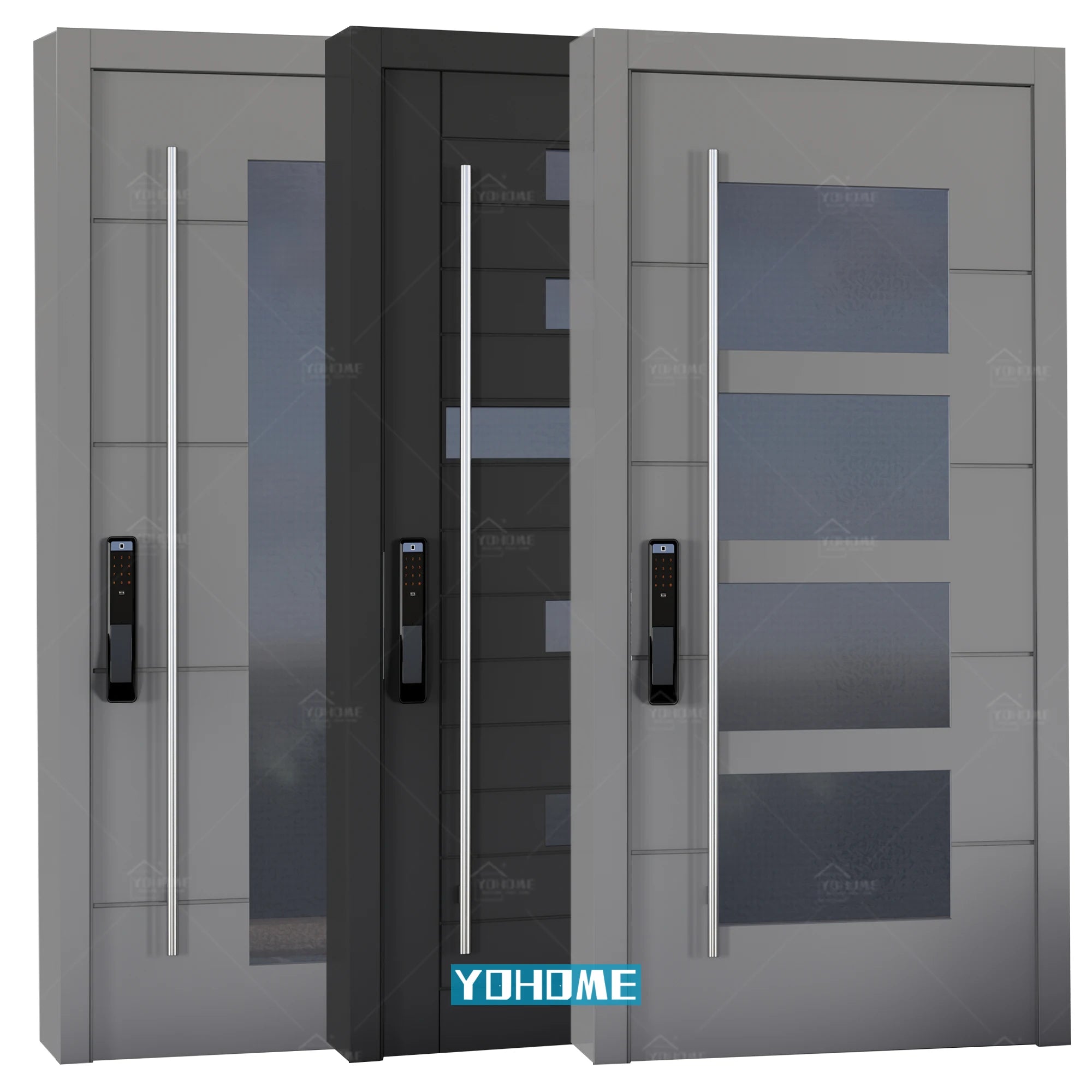 China Top Manufacture Customized Exterior Modern Cast Aluminum Pivot Front Door for Sale Reinforced Exterior Front Door