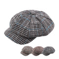 Wholesale Fashion Autumn Women Plaid Octagonal Flat Beret Newsboy Cap Beret Painter Hat