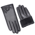 Cheap Spider Fleece Lining Touch Screen Pu Leather Thermal Women Gloves