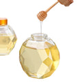 Customized Honey Pot 200ml 380ml Glass Honey Jar with Wooden Dipper and Cork Lid Cover for Home Kitchen