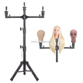 Leeons New Iron 3-in-1 Adjustable Height Mannequin Head Wig Stand Tripod with 50-Inch Max Height for Wig Making