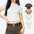 250G Stretch Cotton French Terry Crop Top T Shirt for Women Custom Logo Fitted Summer Crew Neck Short T-shirts