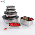 Nicety Meal Prep Lunch Box for Adult 304 Stainless Steel Food Storage Containers Airtight Leak Proof Set of 6 Size