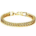 Men Stainless Steel Wave Shaped Bracelet Gold Plated Chain Bracelet 18k Gold Plated Titanium Steel Link Chain Bracelet