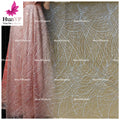HY1870 Pure White Bridal Wedding Lace Beaded Tulle Sequins Fabrics for European Style Dress