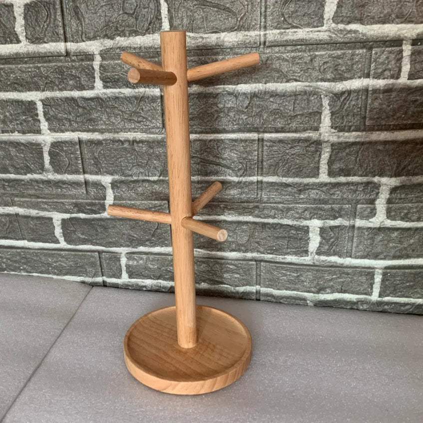 Bamboo Living Room Kitchen Desktop Coffee  Cup Mug Storage Tree-Shaped Rack